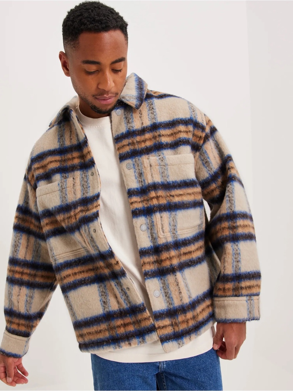 Levi's Portola chore overshirt in white check - oversized fit